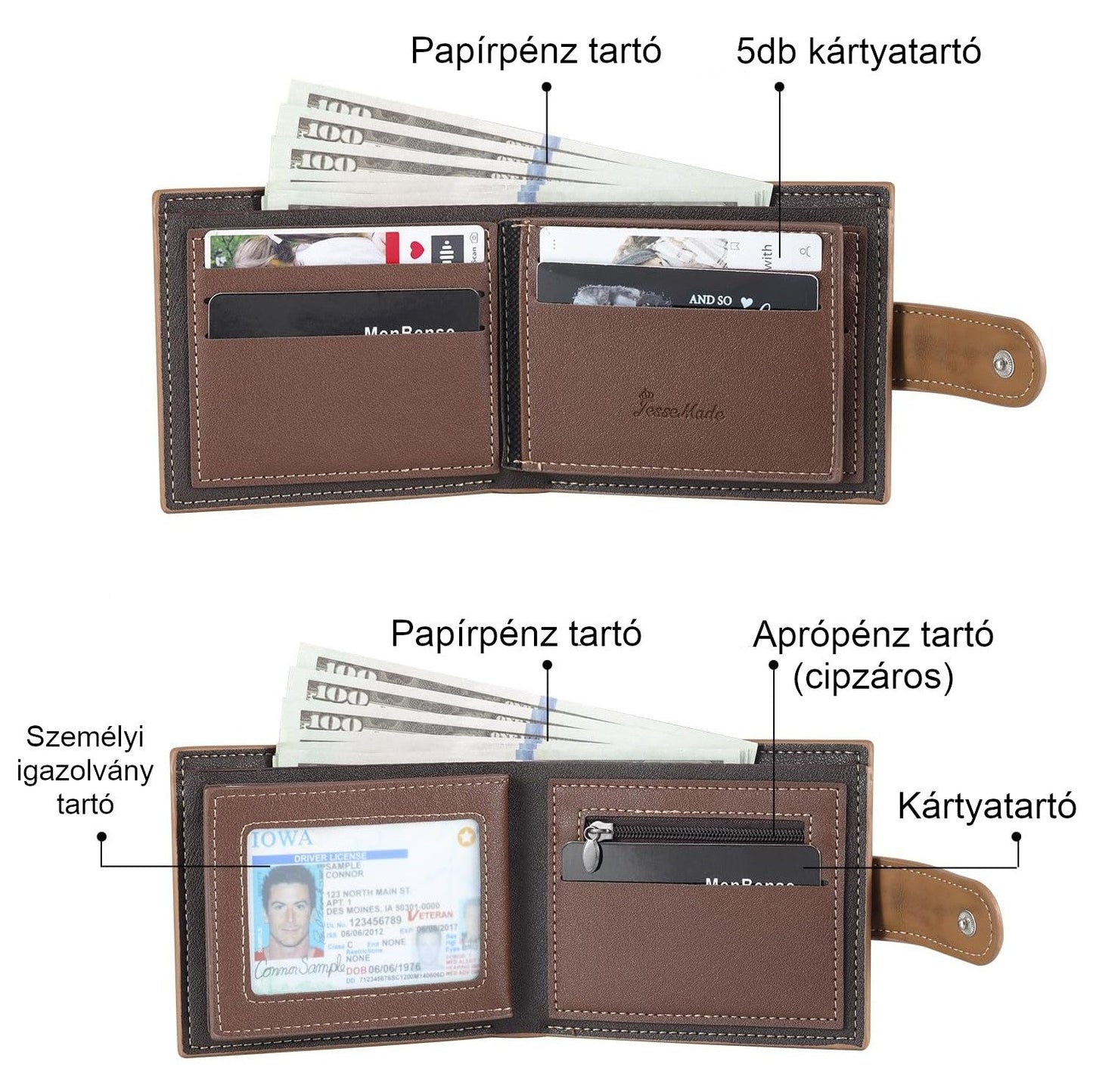 Örök emlék pénztárca barna színben átkapcsolóval - CustomCat